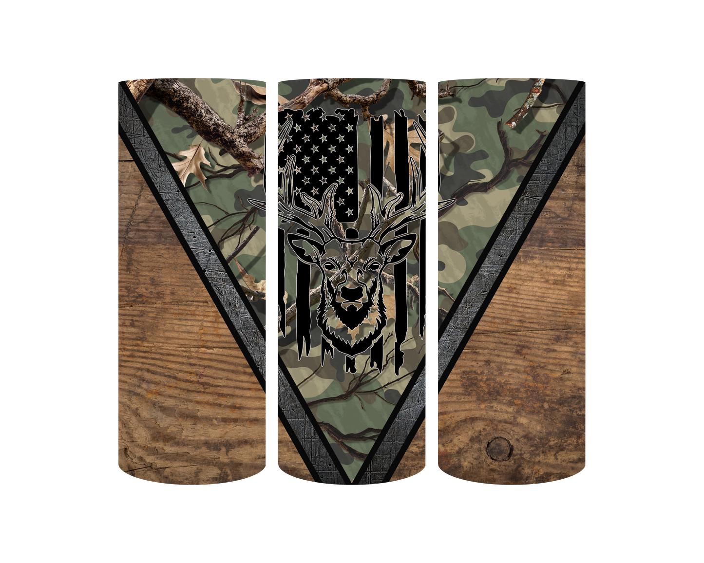 deer with flag tumbler wrap design