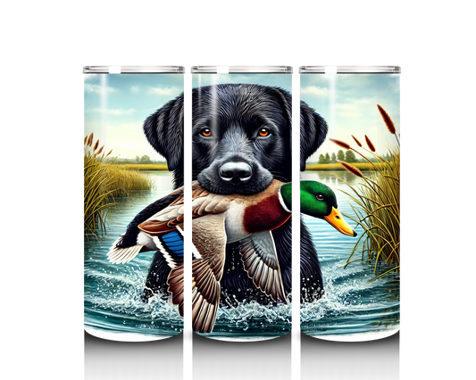 lab with a duck tumbler wrap design