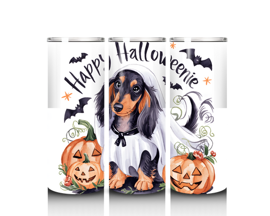 happy halloweenie tumbler wrap design