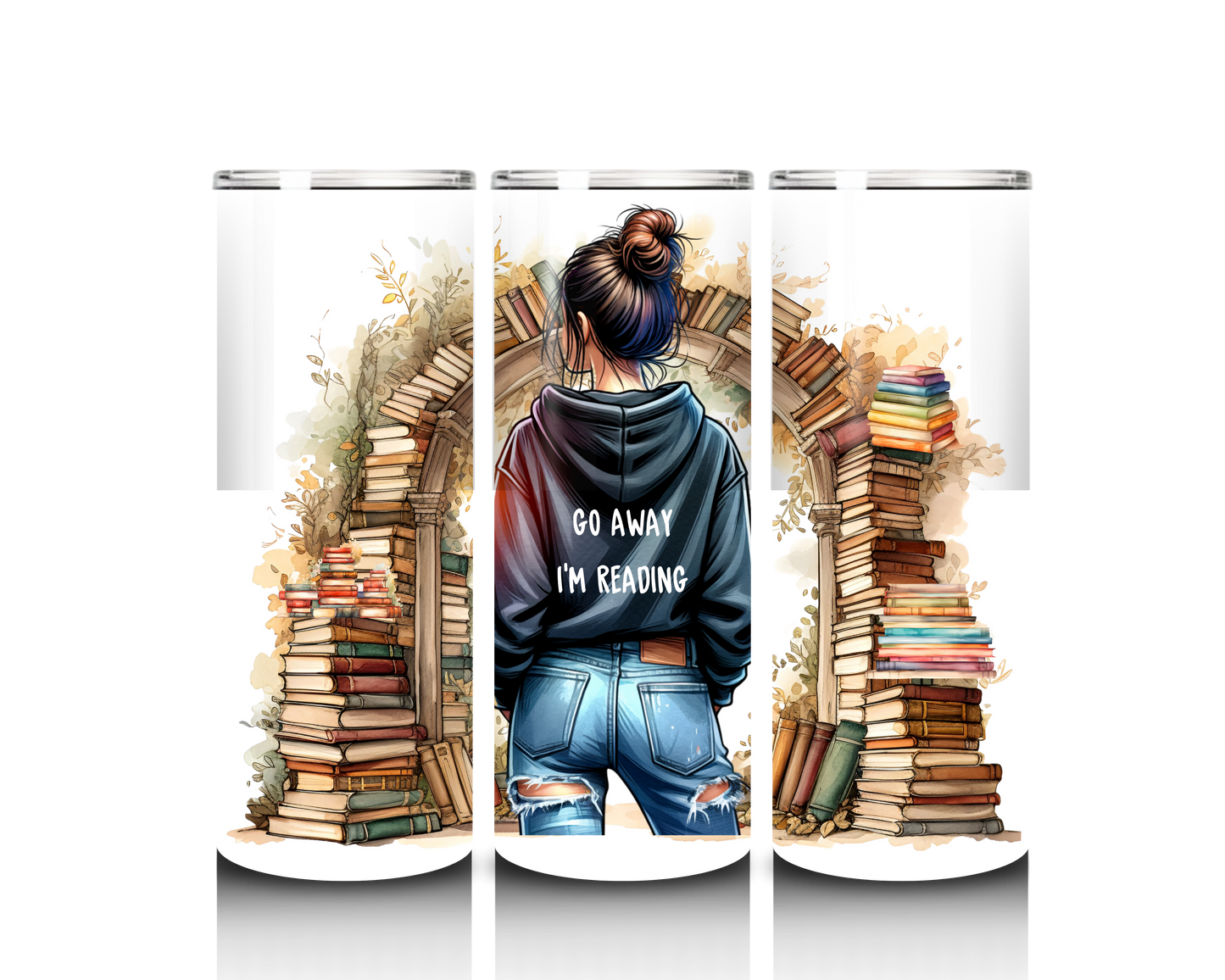 go away im reading tumbler wrap design