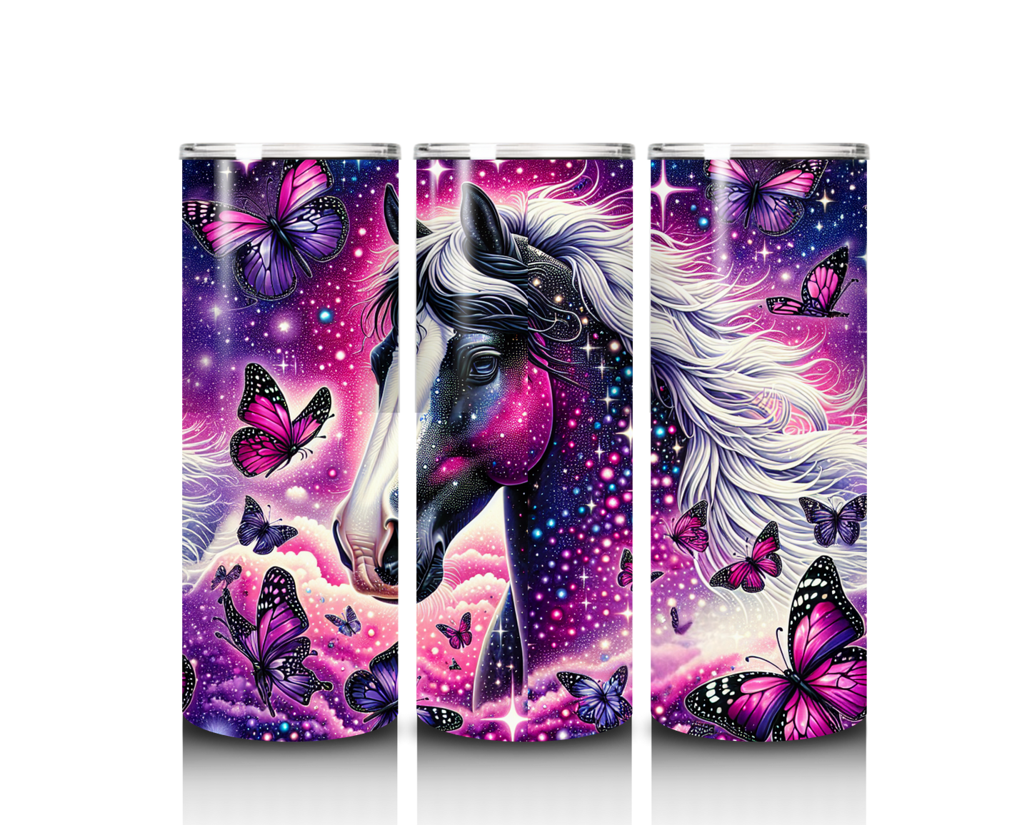 horse and butterfly tumbler wrap design