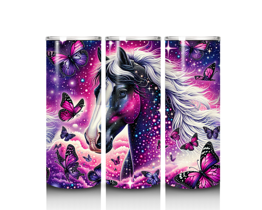 horse and butterfly tumbler wrap design