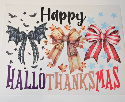 Happy hallothanksmas screen print for t-shirts