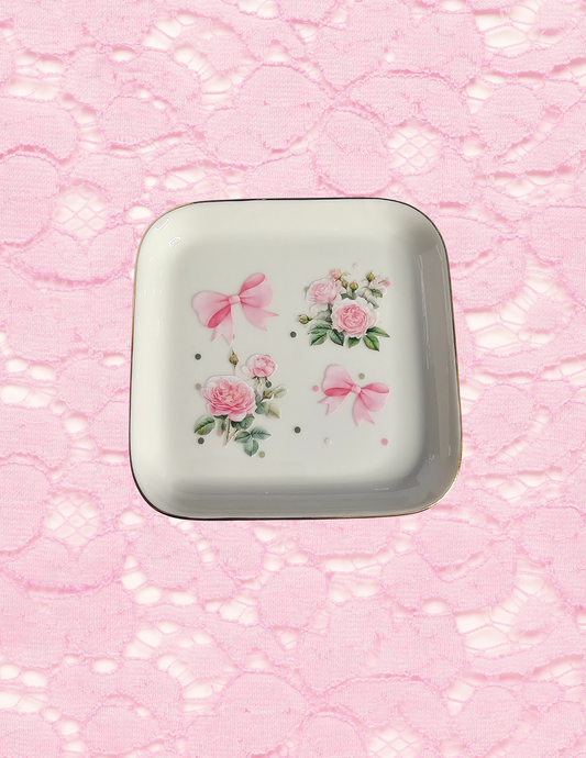 Ceramic trinket dish bows and roses