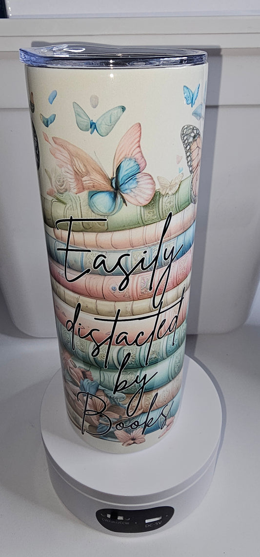 20 oz easily distracted by books tumbler